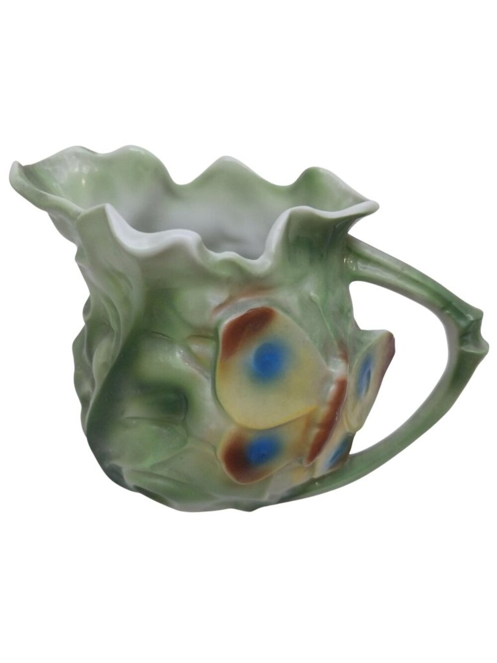 Vintage MV Co Butterfly on Cabbage Creamer Ruffled Rim